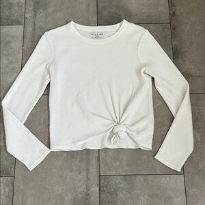 Madewell Texture & Thread Front Knot Ribbed Jacquard Top Ivory Small